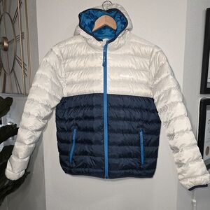 Eddie Bauer Men's White and Navy Puffer Jacket